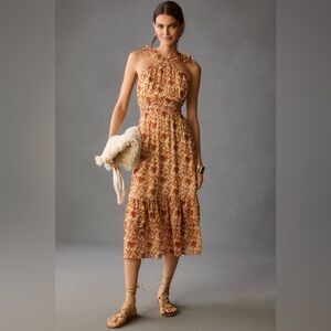 PAIGE Rust Floral Halter Midi Dress NWT